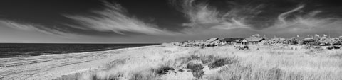 Black and white panoram of clouds over the ocean. Fine art digital print