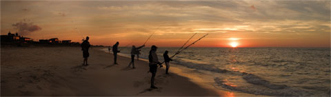 Fishing at dawn on Long Island coast. Wall size digital print.