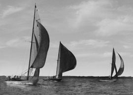 Sail Boat regatta on Long Island Bay, fine art bw print
