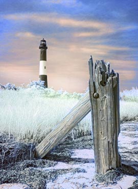 Fire Island Lighthouse. Abstract infrared digital photograph.
