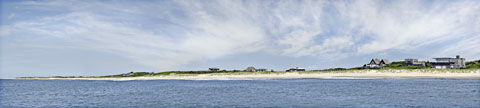 Panoramic view of the ocean shore. Fine art collection.